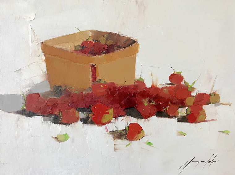 Strawberries, Original oil Painting, Handmade artwork, Ready to hang       